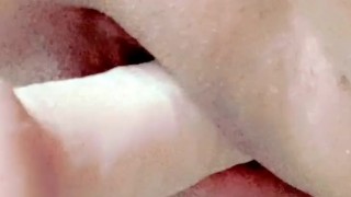 Tight pussy teen fucking big dildo