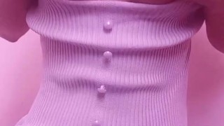 Asian playing with tits and nipples