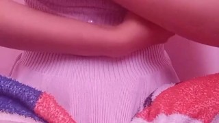 smacking and squeezing my cute asian tits