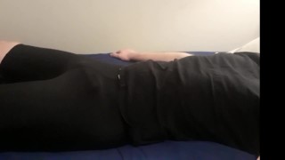 Hands-Free Cum in Athletic Compression Shorts - My First Time Ever!
