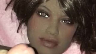 Giving My Ebony Sex Doll A Cum Facial