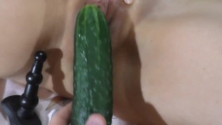 POV Close Up fingering pussy and rubs clit part 1 - Big clit & Cucumber