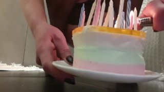 Pee on the Birthday Cake and Candles is Stockings and HighHeels for my best friend birthday