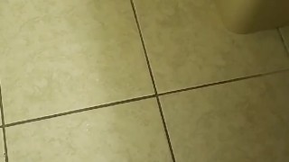 Solo cumshot in hotel bathroom while friends are outside.
