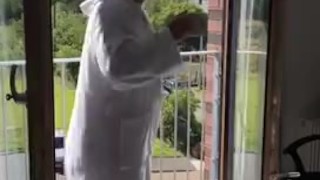 Scottish porn star Marc McAulay naked at home window view 