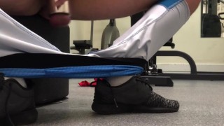 HORNY - ROUGH JERK OFF at the PUBLIC GYM ** CUMSHOT CONFIRMED **