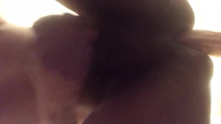 Wall mounted dildo fuck with loud orgasm