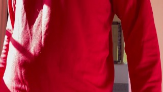 Wearing My Xmas Red Shirt While Cumming and then Peeing