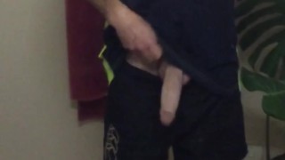 Cock tease in the mirror tradie