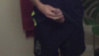 Cock tease in the mirror tradie