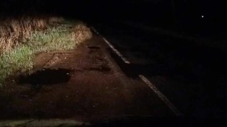 Fishnet stockings in road . Passing car 