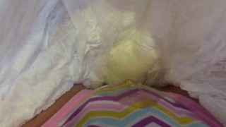Pee in panties under a diaper. Abdl