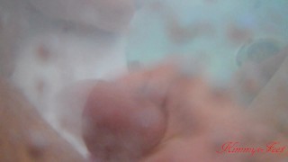 hot stepmom watches son jerk his big cock in the winter hot tub at dad's 