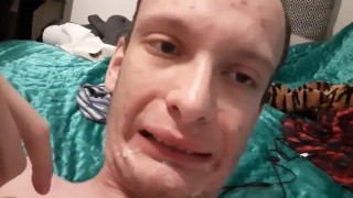Giving myself a white christmas cum facial!