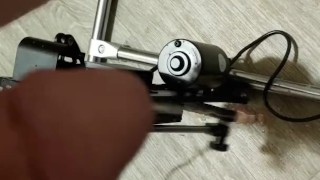 Hands free cumming from fuck machine