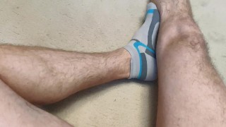 Hairy legs, socks and cum