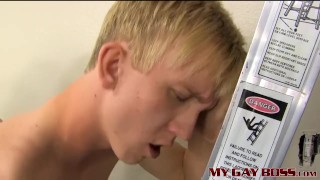 Jock boss fucks his twink employee in the ass and loves it