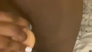 BBW spreads chocolate creamy pussy for white dildo