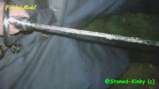 SK Pissing outdoors wearing urethal chastity
