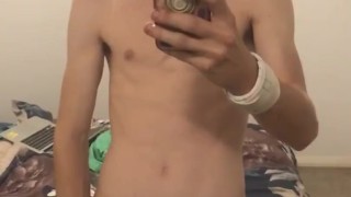 Hot Aussie twink showing off body and big cut cock