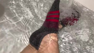 Wet Sock Fetish in Athletic Ankle Socks