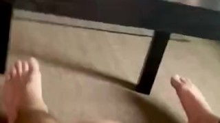 Jacking off, uncut cumshot