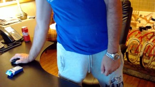 Dickprint Swinging Jock in Terry Cloth Shorts Huge Cock