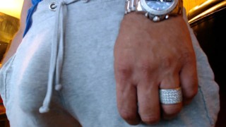 Dickprint Swinging Jock in Terry Cloth Shorts Huge Cock