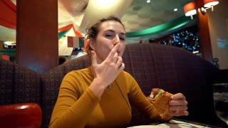 Piper Blush Eating Pizza in slow-motion