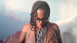 Nerdy Girl spanks her own bouncy breasts 