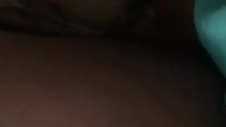 Young ebony Creampie masturbates with BBC