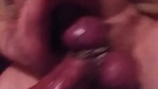 nuts tied tight and swollen withcum