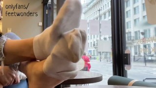 Coffee shop feet and sock tease (preview) 