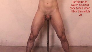 Remote control Prostate vibrator anal probe edging while restrained and impaled (trailer)