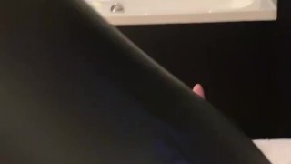 Feet teasing - Wearing Leather Spandex Pants