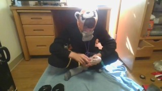 Kigurumi Self Bondage in Wool Socks (CUMSHOT)