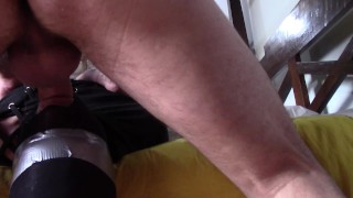 Laura XXX tied on the bed, masked and blindfolded with a cock in her mouth