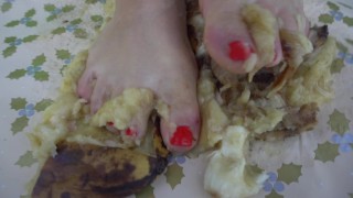 Smashing his Banana with my FEET Food Porn FETISH ASMR