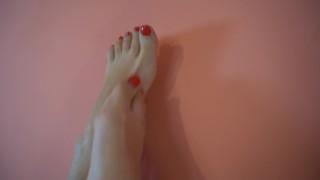 Pretty feet with red nails from Latin TEENAGER