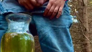 Piss jug fill up - see Fan Club for extended vid with pour all over 