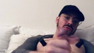Jerking off my uncut cock with my nipple toys, cocking and cock vibrator
