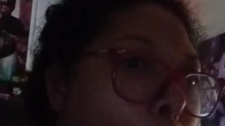 Milf gives pink dildo a blow job