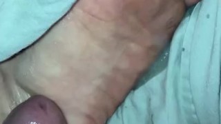 Shooting a huge load on my foot