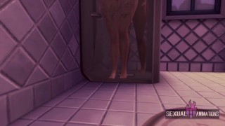 My Lesbian Roommate Spies on me While I Shower and Lick my Pussy - Sexual Hot Animations