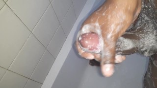 Stroking in the shower