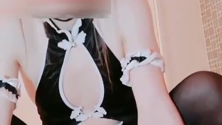 Crossdresser sissy dildo solo play