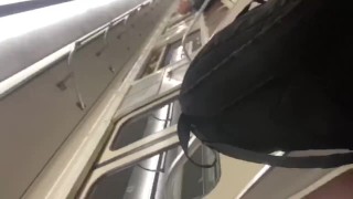 Returning home horny in the subway and jerk off a little