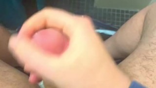 Tristan 25yo got Horny and did a Quick Handjob in Bath. He loves to Cum. 