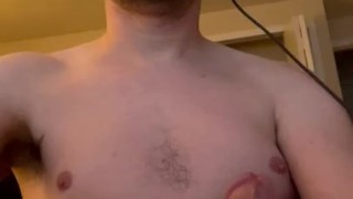 Jerking big dick to some MILF porn