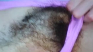 Silly Crazy Whimsical MEGA HAIRY Pussy Playgirl Put Her Panties on Inside Out but She Doesn't Notice